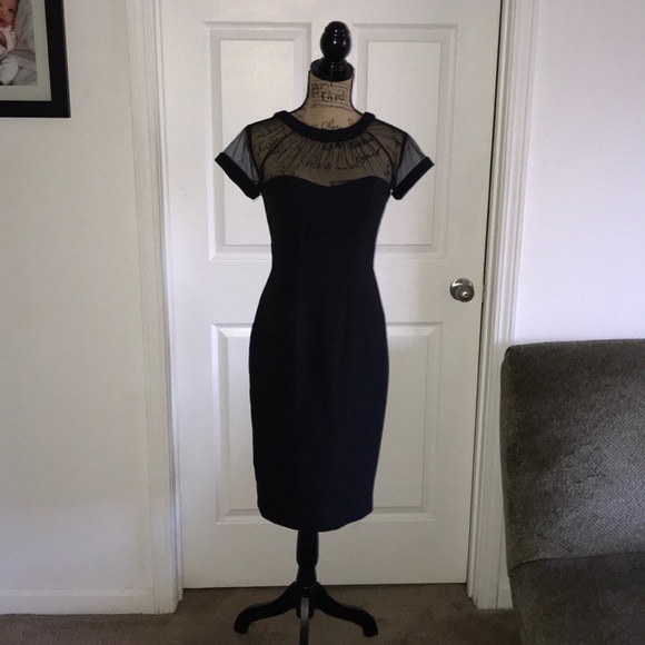 Little black dress with sheer cuffed sleeve - Picture 1 of 4
